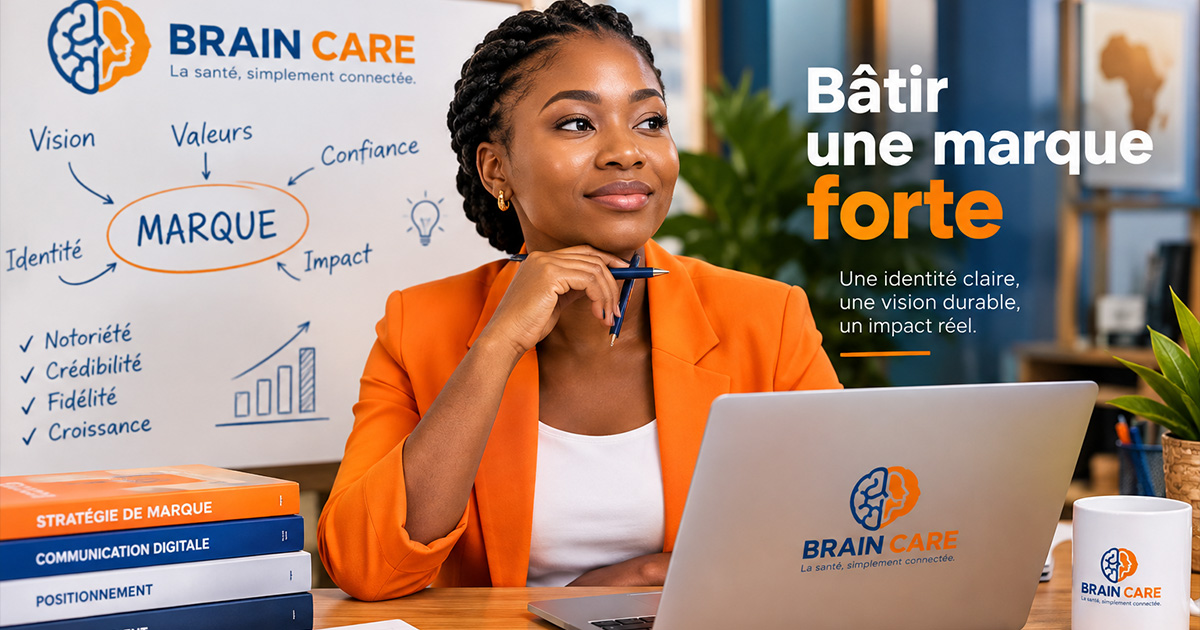 Stratège de marque africaine noire présentant une identité visuelle à des clients à Abidjan