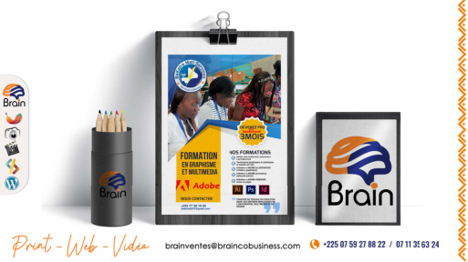 Affiche de formation en graphisme BRAIN